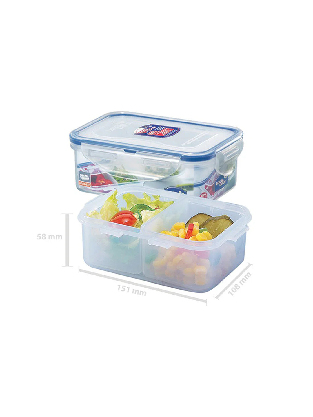 Rectangular Short Food Container 460Ml W/Divider