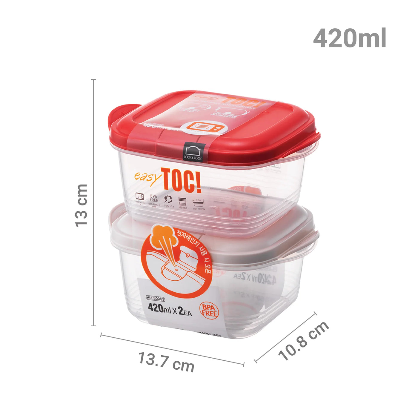 Easy Toc Container 420Ml*2P Set White