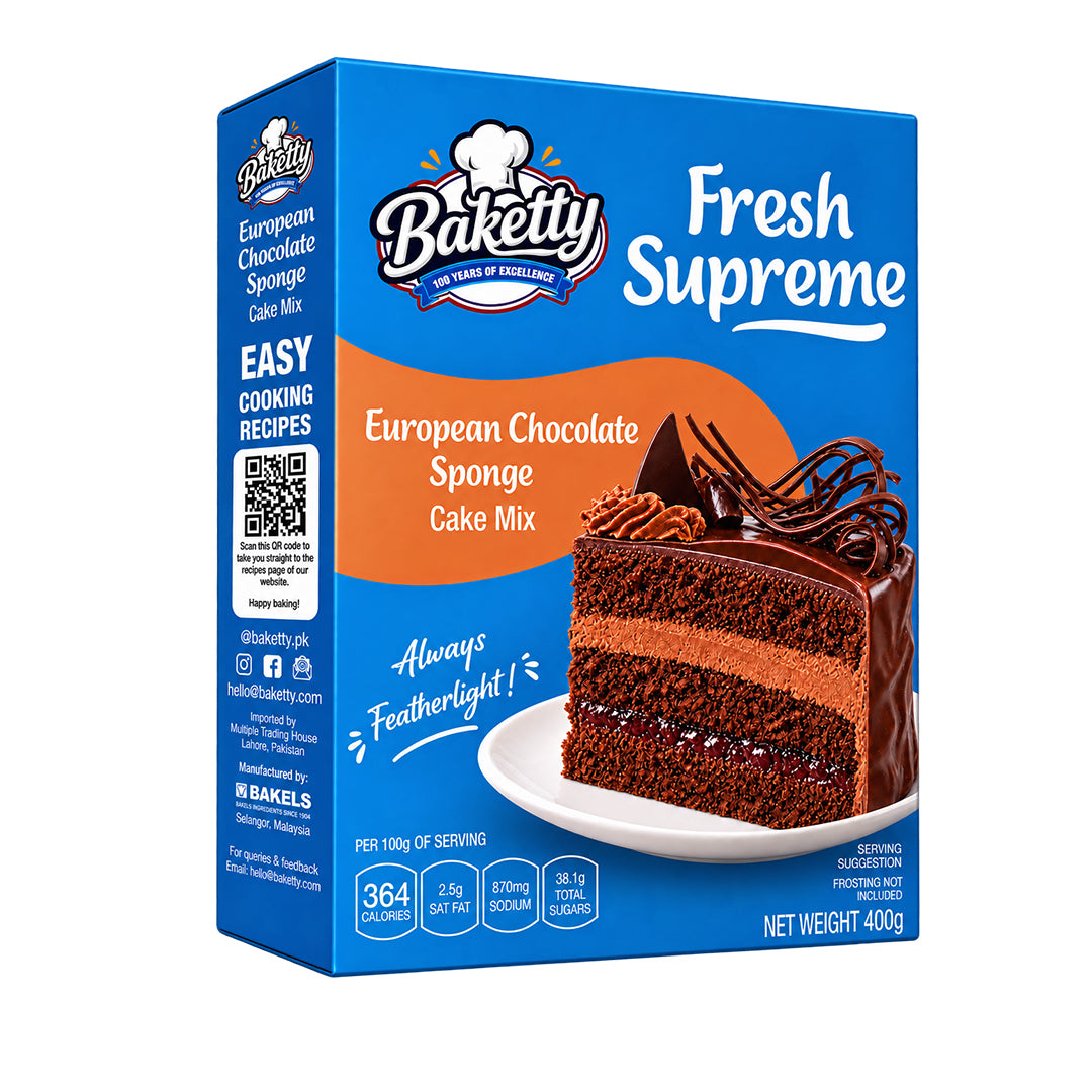 Baketty European Choc Sponge Cake Mix 400G